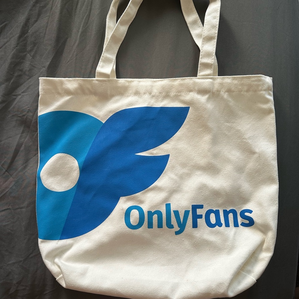 Onlyfans, White and Blue Tote Bag